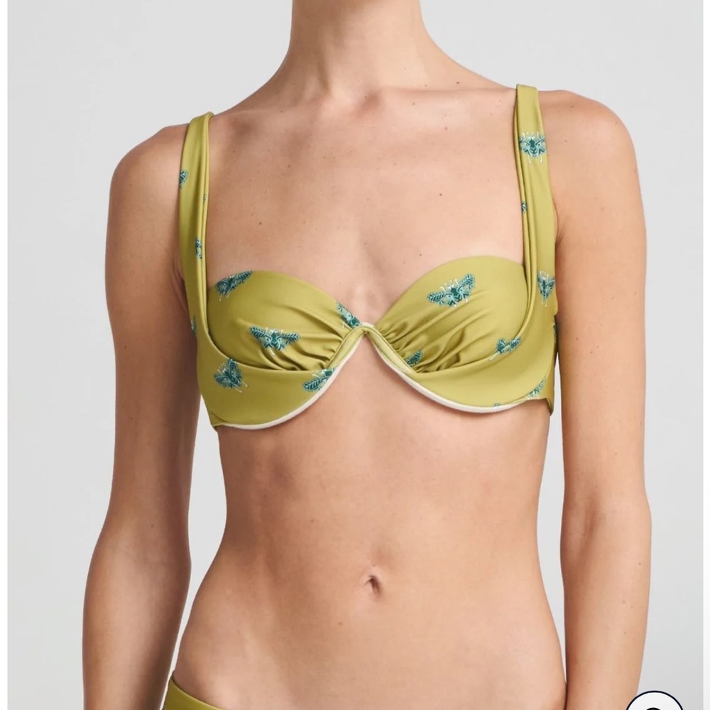 Olive Green Embellished Bikini Set